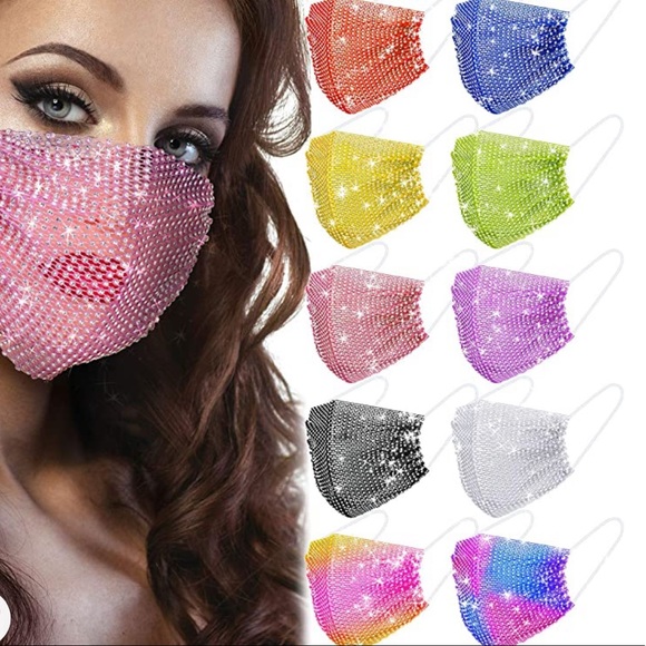 Mesh rhinestone fancy formal face mask - Picture 3 of 5